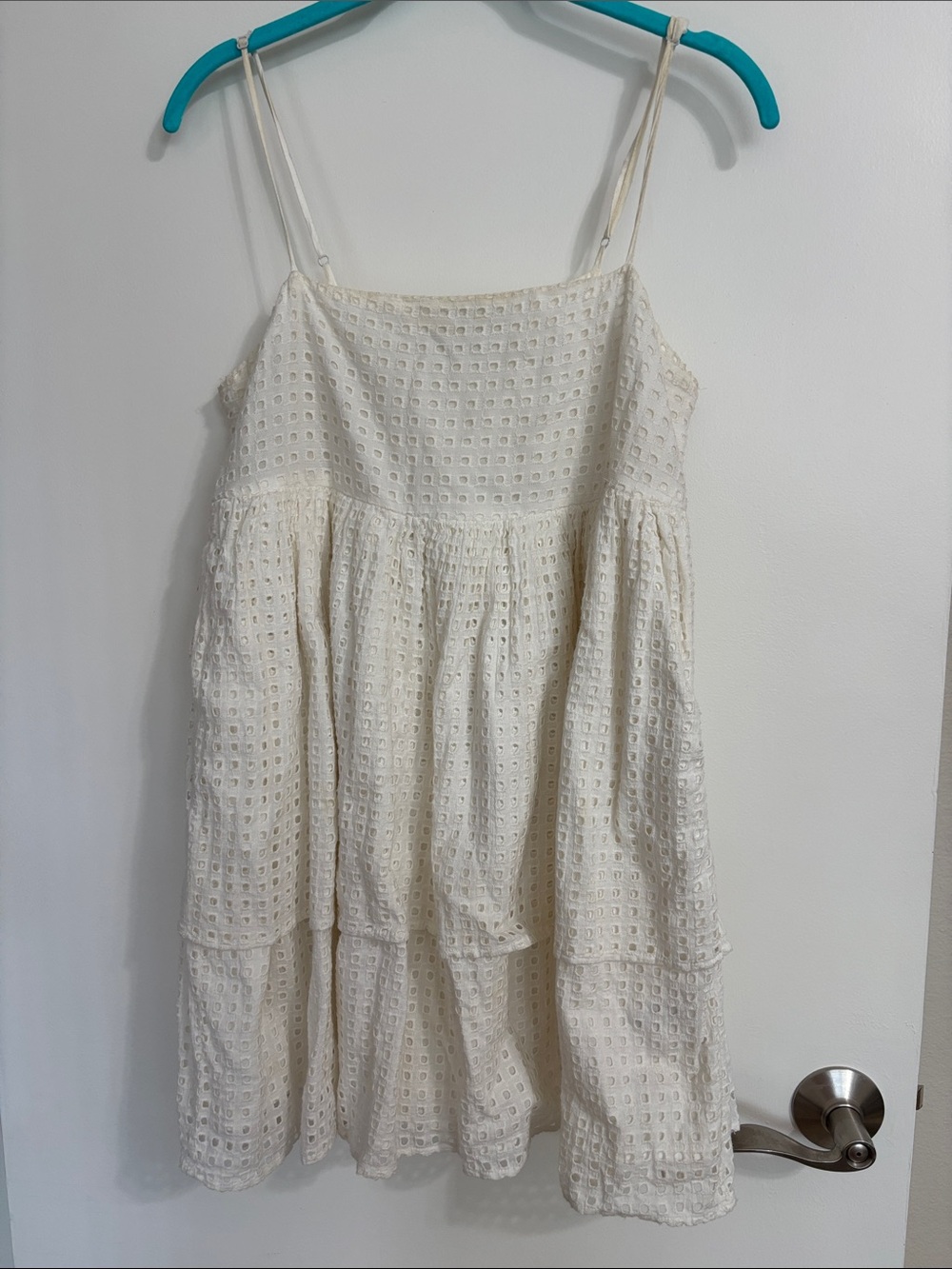 Urban Outfitters Cream Eyelet Tiered Sundress